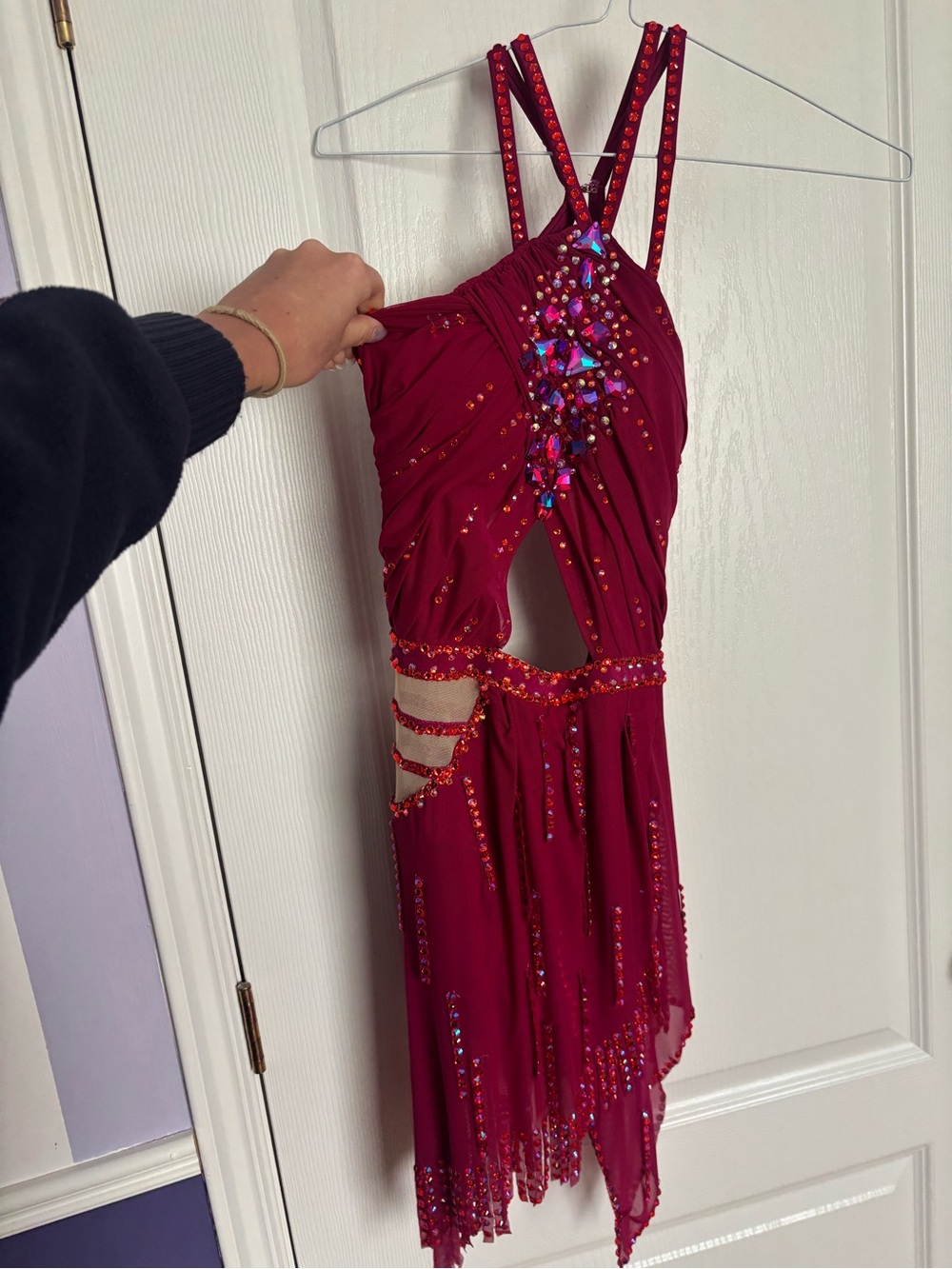 Red Magenta Figure Skatng and Ballroom Latin Dance Dress